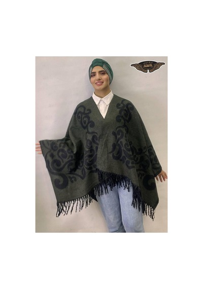 Aldaıyr Kadın Kışlık Çift Taraflı Panço Omuz 140x140 Çok Renkli27