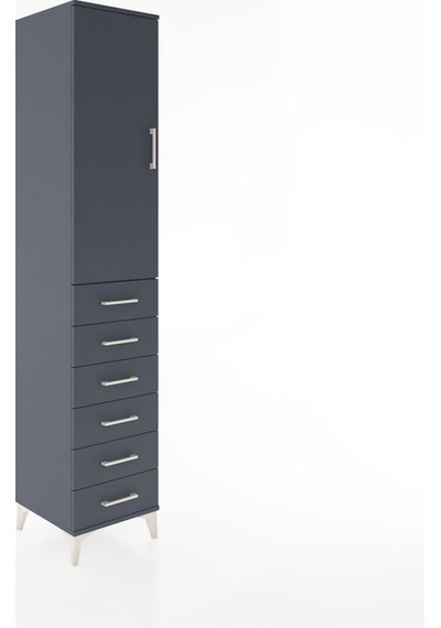 Hyperion Dolap 2 Raflı 6 Çekmeceli Tek Askılı 44x44x221 Antra... Antrasit