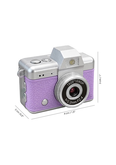 Mimtec Blm-110 Mini Retro Dijital Kamera - Flaşlı Katlanabilir Ekran 1080p Hd Video Selfie Vlog Kamerası Mor