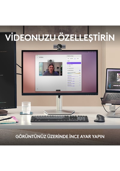 Logitech Mx Brıo Ultra Hd 4k Gizlilik Kapaklı Ve Mikrofonlu Yayın Web Kamerası - Koyu Gri