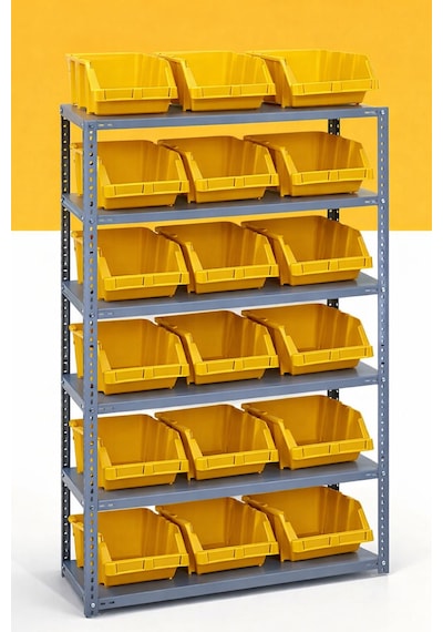 6 Katlı Galvaniz Çelik Raf - Depo, Arşiv, Kiler, Dosya, Market Rafı 31x60 Cm-150 Cm-0.70 Mm Gri