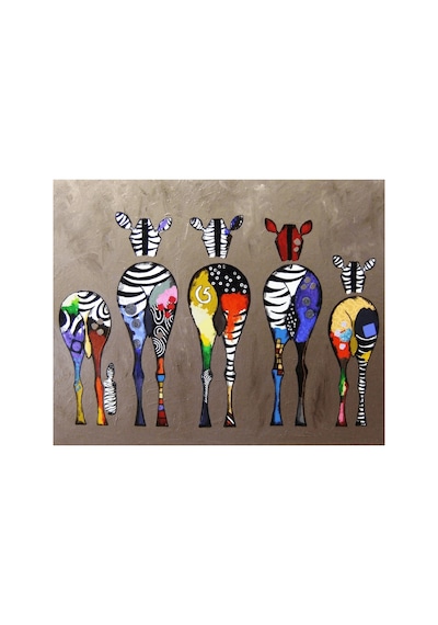 Zebra Ailesi Sayılarla Boyama Seti - Çerçeveli, 40x50cm