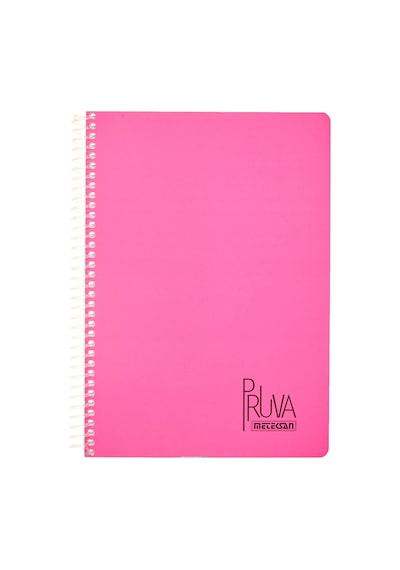 A4 Pet Spiralli Karton Kapaklı Defter 144 Yaprak - Kareli - Fuşya 103 Ivory