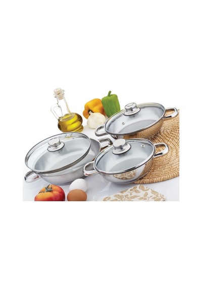Gülsan 6 Parça Cam Kapaklı Paslanmaz Çelik Omlet Tencere Seti 16 Cm, 18 Cm, 20 Cm