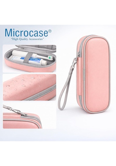 Microcase Şarjlı Diş Fırçaları İçin Askılıklı Seyahat Saklama Çantası Koruma Kabı Kutusu Pembe 2 Adet Al557