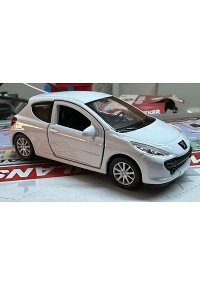 Oyuncak Metal Model Araba 1/36 Çek Bırak Peugeot 207 Beyaz