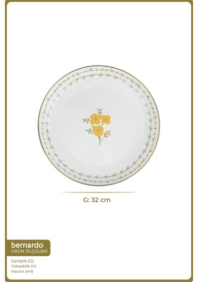 Bernardo Almera Emaye Servis Tabağı 32 Cm Beyaz - Pembe
