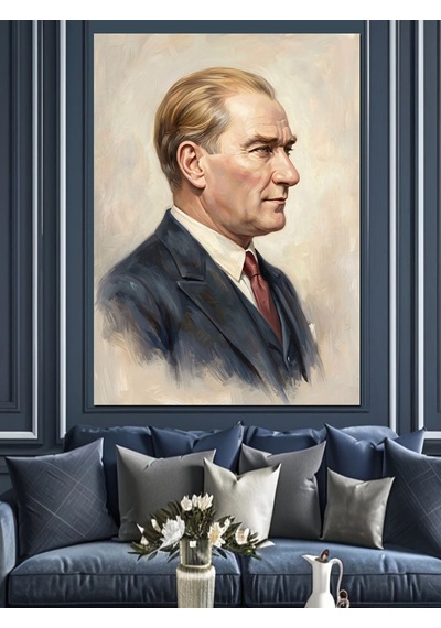 Karizmatik Atatürk Profil Portre Sanatı Dekoratif Kanvas - Mdf Ahşap Tablo