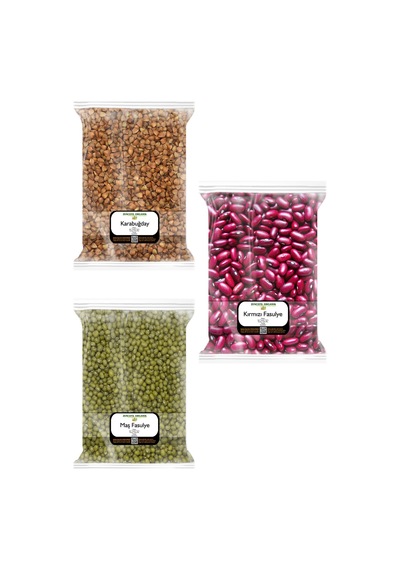 3x170 Gr. Karabuğday Greçka Maş Fasulyesi Kırmızı Fasulye Kara Buğday Fasülye 170'şer Gram 3 Paket