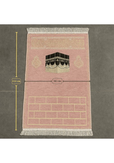 Tesbihane Kişiye Özel Nakış İşlemeli Dini Motifli Saçaklı Pembe Renk Hediyelik Seccade