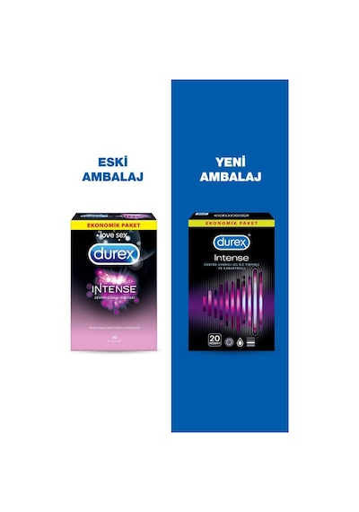 Durex Intense Uyarıcı Jelli ve Tırtıklı Prezervatif 2 x 20'li