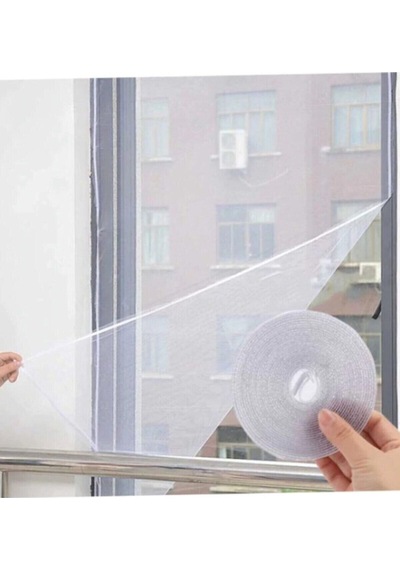 Kesilebilir Pencere Sinekliği Cırt Bantlı Yapışkanlı Çıkarılabilir Tül Sineklik 150cm X 130cm Cam