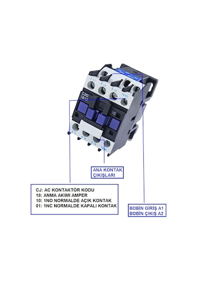380V Trifaze 12 Amper 220AC Bobinli Kontaktör