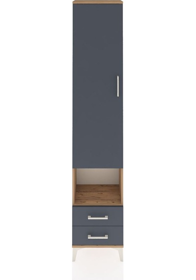 Arges Dolap 5 Raflı 2 Çekmeceli Tek Kapaklı 44x30x221 Çam-antrasit Atlas Çam