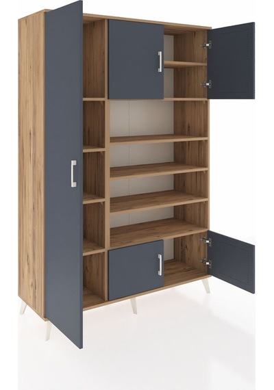 Hyperion Dolap 10 Raflı 5 Kapaklı 132x44x195 Çam-antrasit/çam Çam Hyperion Dolap 10 Raflı 5 Kapaklı 132x44x195 Çam-antrasit/çam Çam