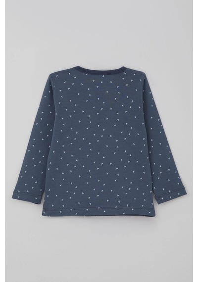 Breeze Erkek Bebek Pijama Takımı Minik Üçgenler Desenli 9 Ay-3 Yaş, Füme Füme