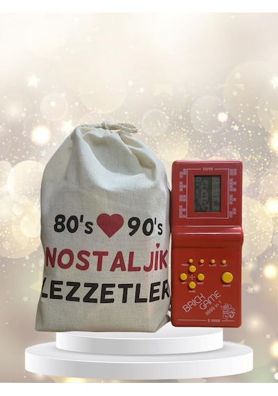 Kese Kırmızı Tetrisli Nostaljik Hediye Paketi 80'ler 90'lar