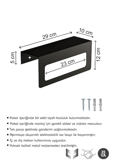 Siyah Metal Duvara Monte Havluluk - Şık Ve Dayanıklı Banyo&mutfak Siyah