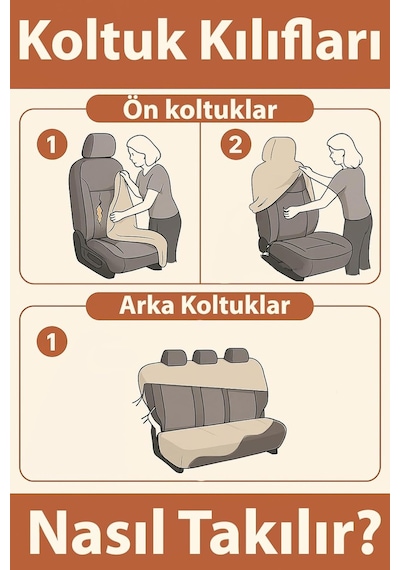 Terletmeyen Kumas Ve Birebir Uyum Sunan Ford Tourneo Courier İle Uyumlu Oto Koltuk Kılıfı Siyah Çok Renkli