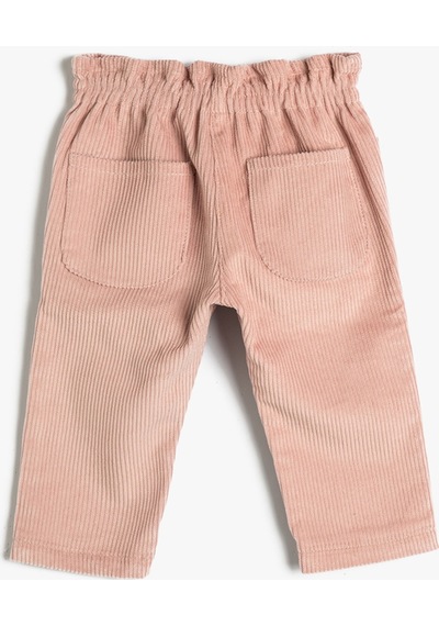 Koton Pantolon Beli Bağlamalı Cepli Kadife Fitilli Pembe 4wmg40003aw 4WMG40003AW274 Gül
