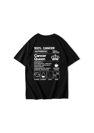 Brz Collectıon Brz Collection Unisex Oversize Cancer T-shirt Siyah
