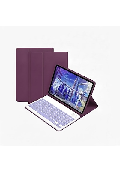 Microcase Xiaomi Poco Pad M1 12.1 İnch Tablet Uyumlu Bluetooth Klavyeli Standlı Kılıf Siyah - Bkk4