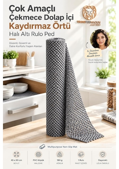 Tr Kaydırmaz Rulo Mat Halı Çekmece Sofra Dolap Kaydırmazı 45x90cm 719207 Genel