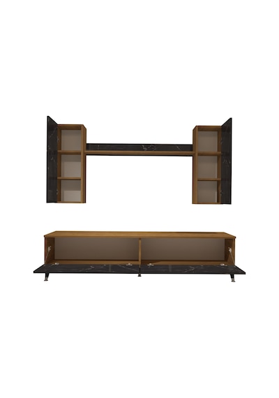 Decoraktiv Eko 7 Mdf Std Silver Tv Ünitesi Tv Sehpası Pera - Siyah Mermer