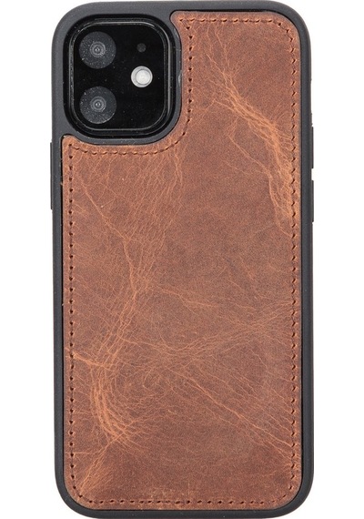 Apple Uyumlu iPhone 12 Mini Deri Cüzdanlı Kılıf G2 Antik Kahve