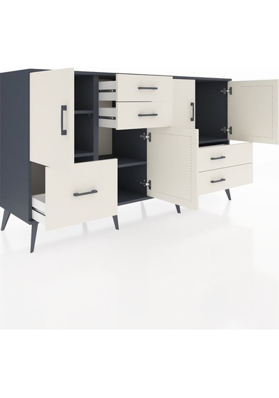 Hyperion Konsol 4 Raflı 5 Çekmeceli 4 Kapaklı 176x44x99 Antrasit- Antrasit-aytaşı Hyperion Konsol 4 Raflı 5 Çekmeceli 4 Kapaklı 176x44x99 Antrasit- Antrasit-aytaşı
