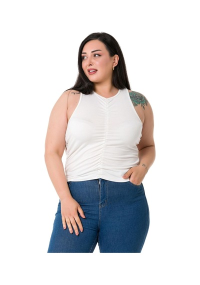 Disentis Büyük Beden Önü Ve Yanları Drapeli Halter Yaka Ekru Body-ekru Ekru