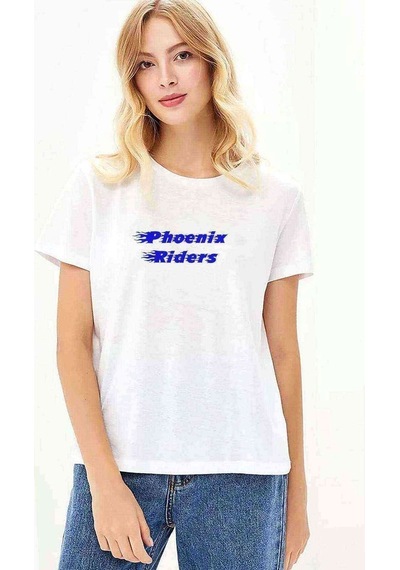 Phoenix Riders 2 Baskılı Beyaz Kadın Tshirt