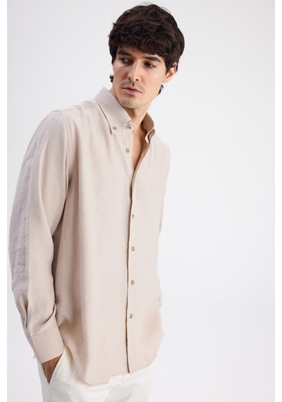 D'S Damat Ds Damat Comfort Bej Düz Gömlek 6hc020302304m