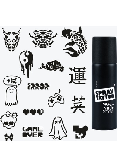 Tokyo City Pack Spray Tattoo Geçici Dövme Seti 16 Desen 1 Sprey