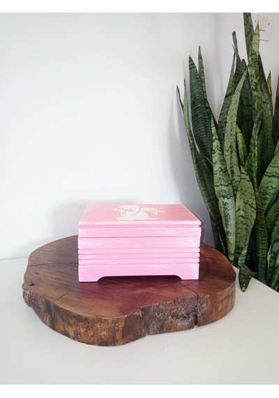 Pembe Renkli Ahşap Takı Kutusu