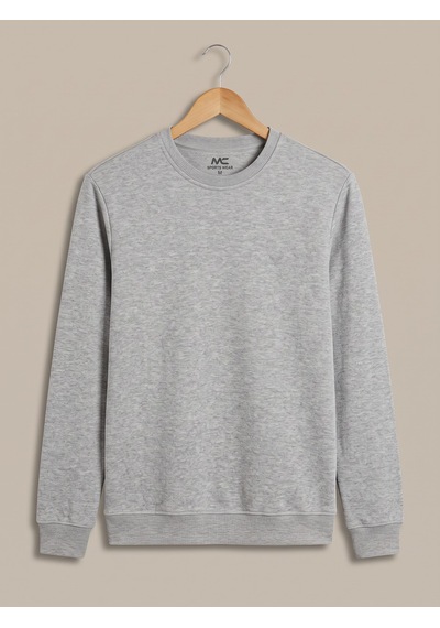 Maccali Erkek Açık Gri Selanik Bisiklet Yaka Sweatshirt