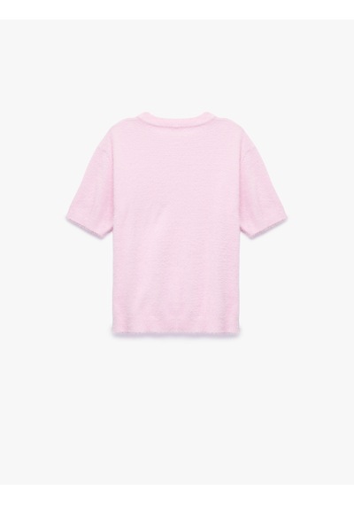 Koton Kısa Kollu Bisiklet Yaka Basic Triko Kazak Pembe 6wkg90108ht Gül