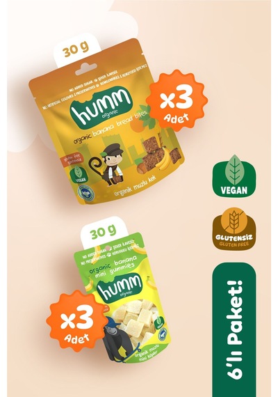 Humm Organic Organik Glutensiz Vegan Muzlu Atıştırmalık 6 x 30 G