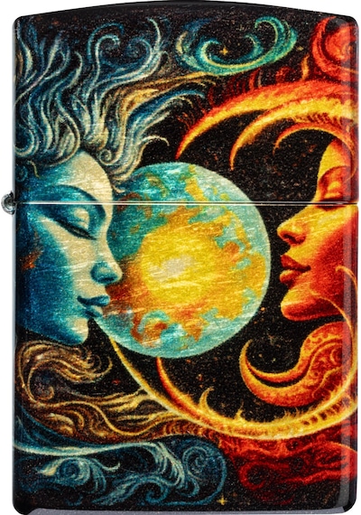 Zippo 48458 Spiritual Sun And Moon Design Çakmak Çok Renkli