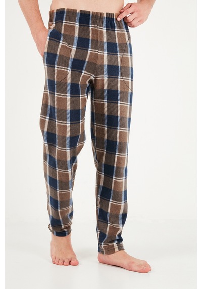 Buratti Lastikli Bel Düz Paça Yumuşak Dokulu Polar Pijama Altı Erkek Pijama Altı 6098001 Koyu Camel