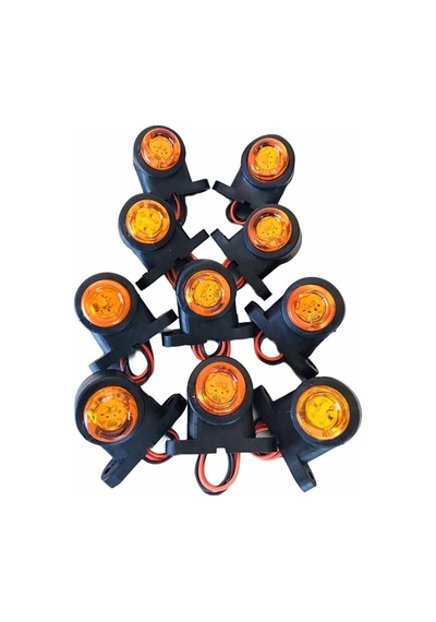 12 Ledli Mini Takoz Lamba - Kırmızı Sarı 10 Adet 12-24 Volt