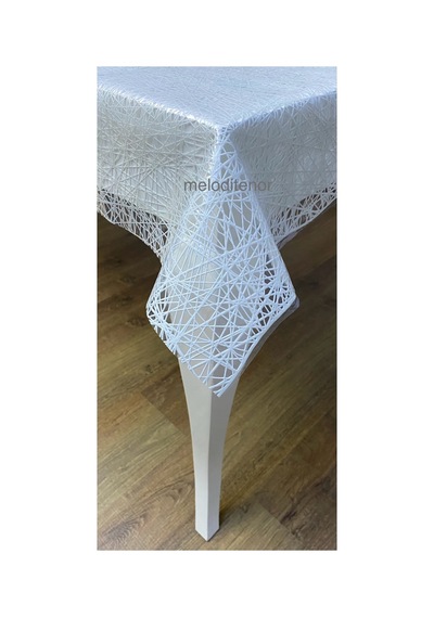 Meiwa Beyaz İplik Desen Şeffaf Kaplama Sıvı Kırıntı Geçirmez Pvc Muşamba Masa Örtüsü 120x 170 Cm