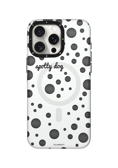Apple Uyumlu iPhone 13 Pro Max Kılıf Magsafe Özellikli Polka Dot Desenli Youngkit Spots Serisi Kapak Pembe