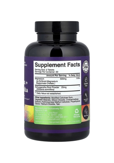 Nature's Craft, Magnesium + As-hw-aga-ndha, 90 Tablets
