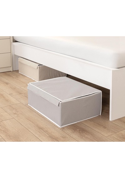 Tr Çok Amaçlı Düzenleyici Kapaklı Sandık Tipi Kutu Hurç Organizer 3 Lü Set Gri, Baza 50 X 40 X 19 Diğer