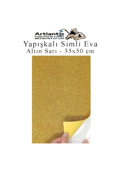 Yapışkanlı Simli Eva 35x50 Cm 1 Adet Simli Yapışkanlı Eva Süngeri Okul Kreş Anasınıfı Elişi Etkinlikleri Hobi Sarı