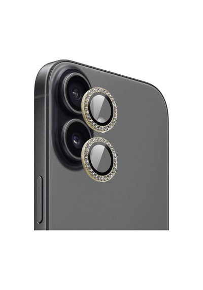 Apple iPhone Uyumlu 17 İçin Ipg Prolens Kamera Lens Koruyucu Elmas Taş Çerçeveli, Kırılmaz Cam Altın