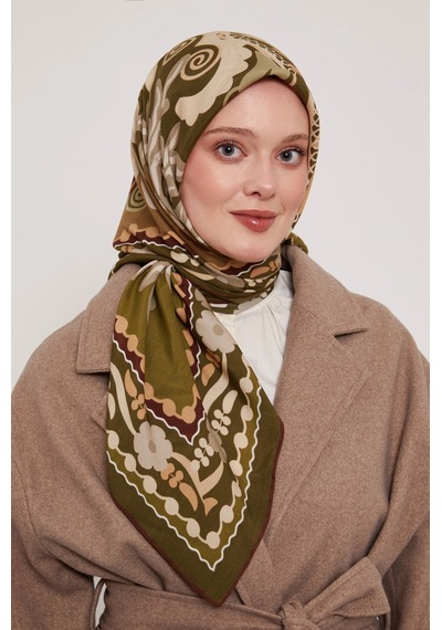 Levidor Royal Eşarp Etnik Desen Haki haki