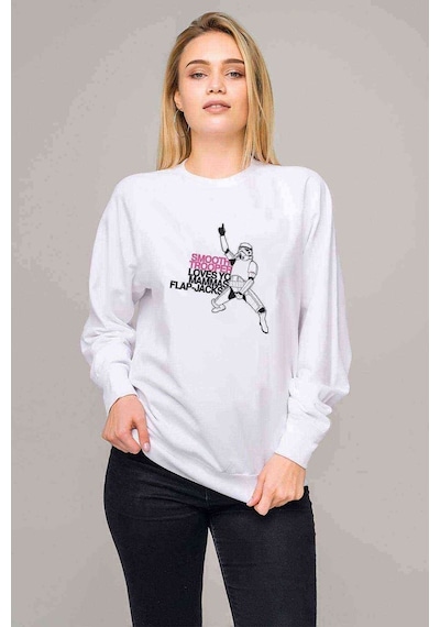St Stormtrooperbe Baskılı Beyaz Kadın Sweatshirt