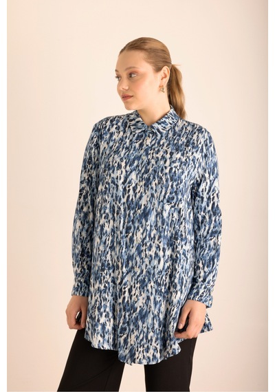 Aker Leopar Desenli Viscon Tunik Mavi Mavi